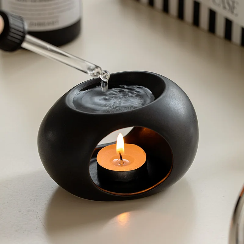 Reed Diffuser Set - Ceramic Candle Heating Holder Essential Oil