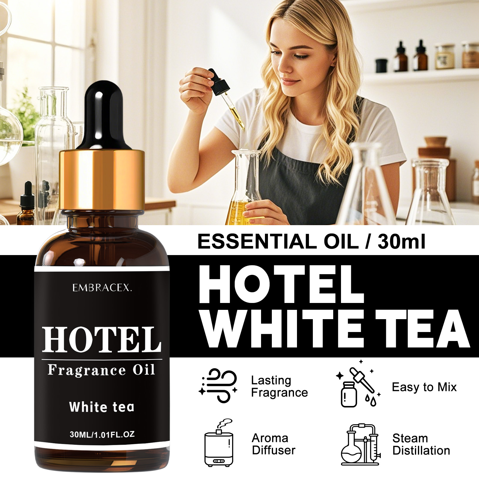 30ml Hotel White Tea Fragrance - Reed Diffuser Set ulasan dan harga